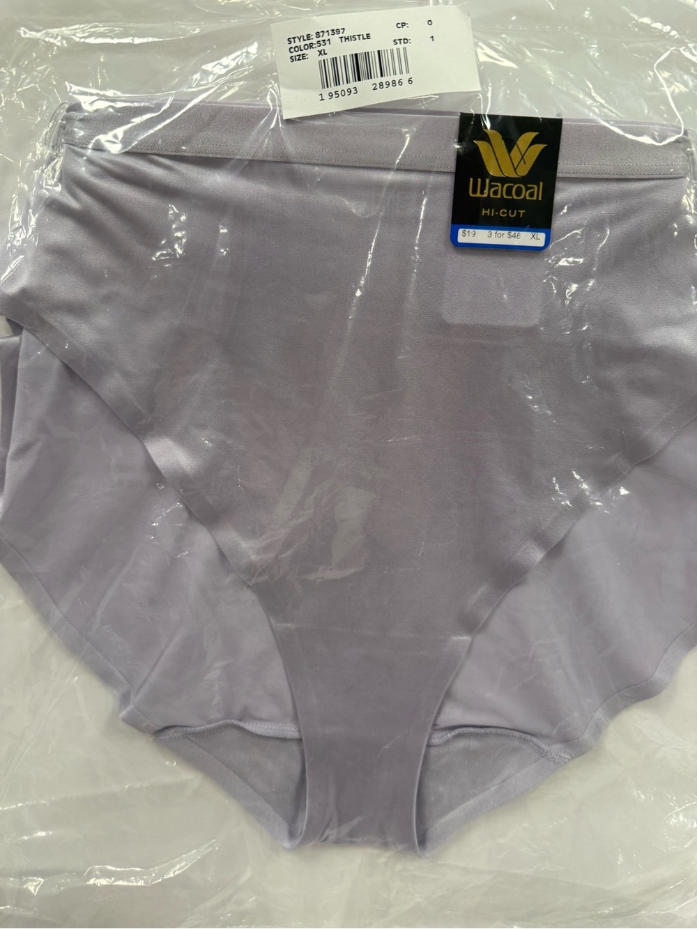 Set of Four Wacoal 871397# Inner Sheen Hi-Cut Panties US Sz XL Thistle Lavender